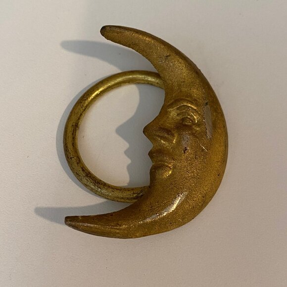 Gold Moon Face Napkin Ring Single Replacement Piece Celestial Decor - Picture 1 of 4